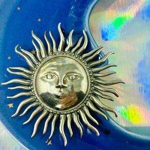 Vintage Signed Vittorio Celestial Sun Face Statement Pendant